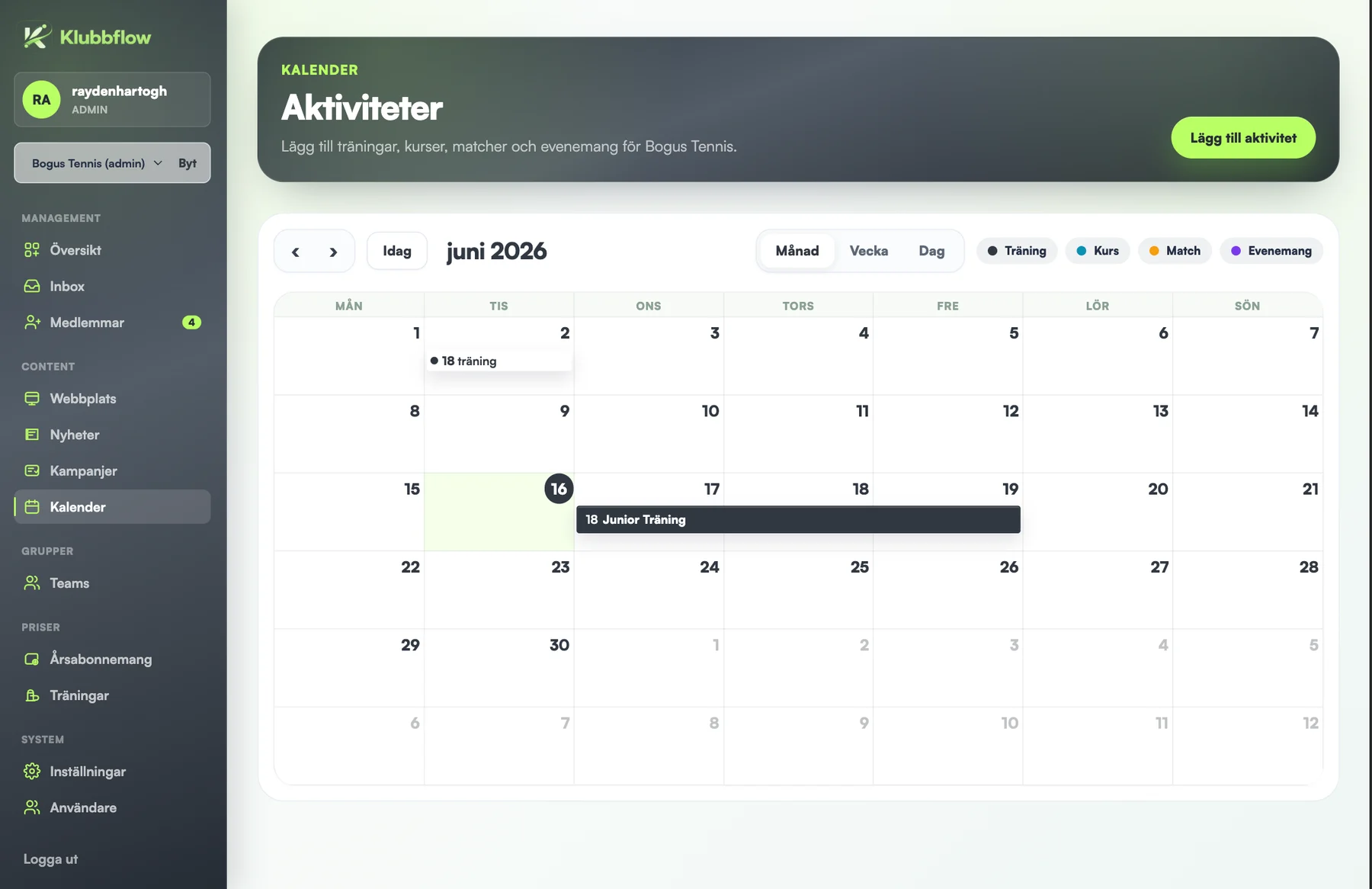 Klubbflow platform preview